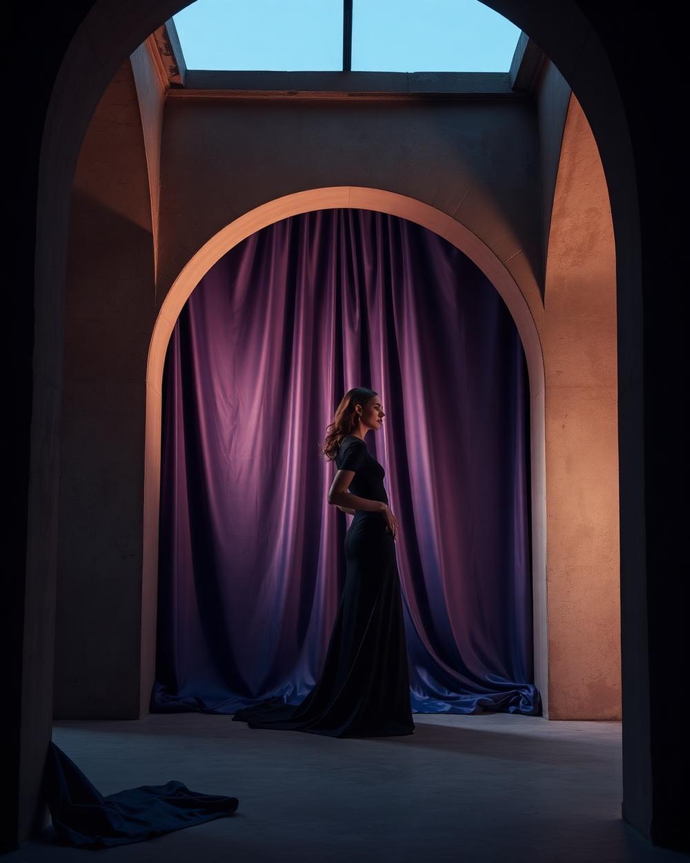 Arch & Silk — Fashion editorial set built by SceneCraft Studio